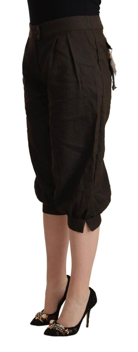 GF Ferre Brown Viscose Cropped Harem Pants - Hilstor