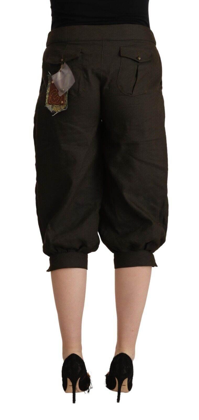 GF Ferre Brown Viscose Cropped Harem Pants - Hilstor