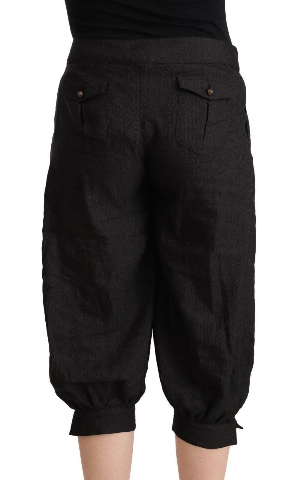 GF Ferre Black Viscose Cropped Harem Pants - Hilstor