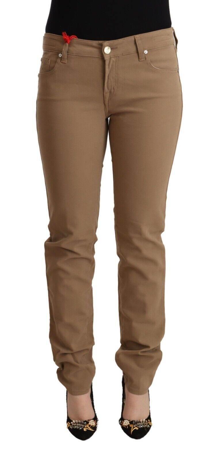 Jacob Cohen Brown Cotton Stretch Mid Waist Skinny Pants - Hilstor