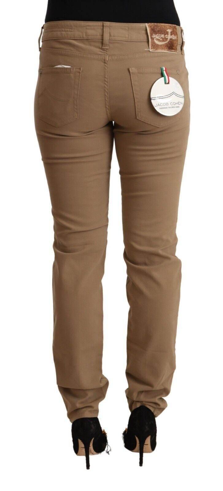 Jacob Cohen Brown Cotton Stretch Mid Waist Skinny Pants - Hilstor