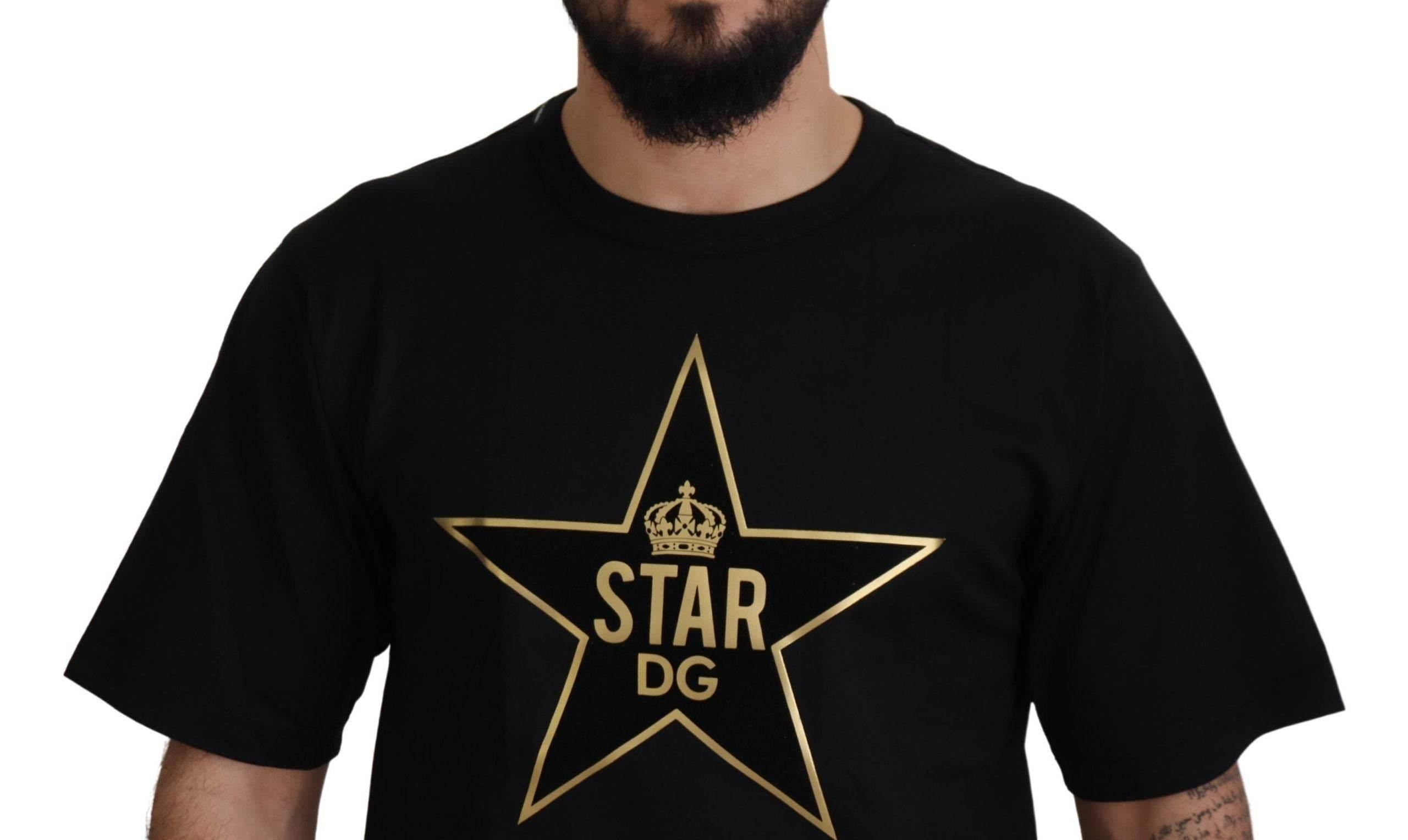Dolce & Gabbana Black Gold STAR Crown DG Cotton Crewneck T-shirt - Hilstor