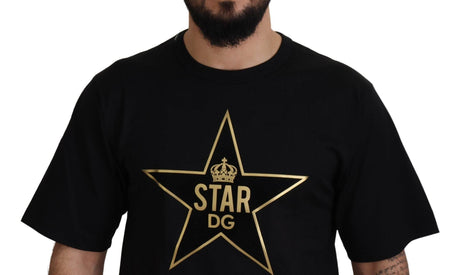 Dolce & Gabbana Black Gold STAR Crown DG Cotton Crewneck T-shirt - Hilstor