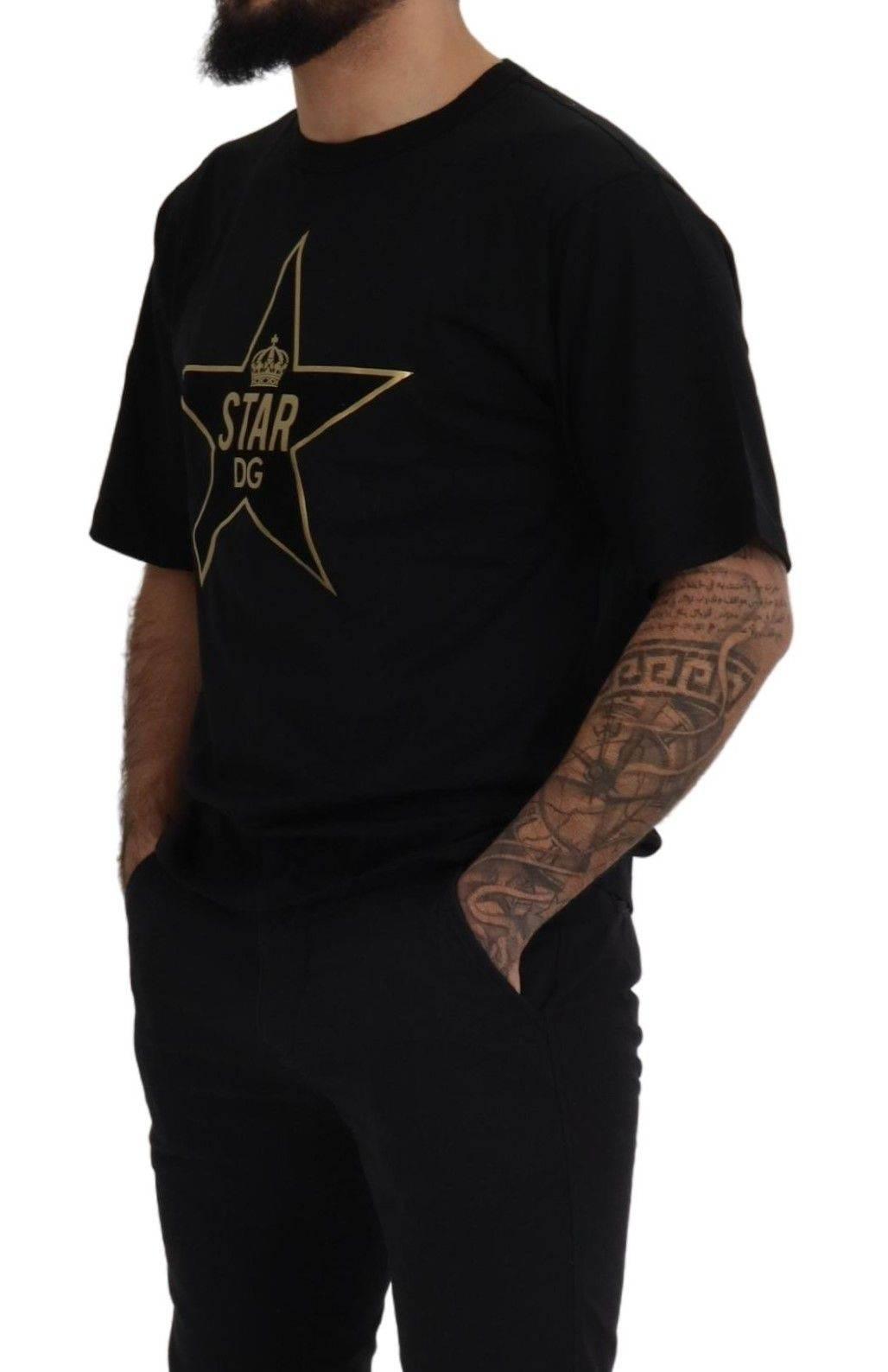 Dolce & Gabbana Black Gold STAR Crown DG Cotton Crewneck T-shirt - Hilstor
