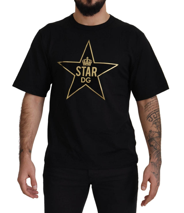 Dolce & Gabbana Black Gold STAR Crown DG Cotton Crewneck T-shirt - Hilstor