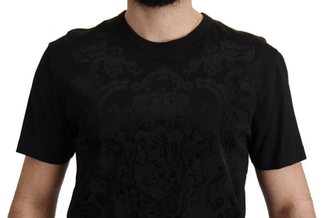 Dolce & Gabbana Black DG Baroque Cotton Crewneck T-shirt - Hilstor
