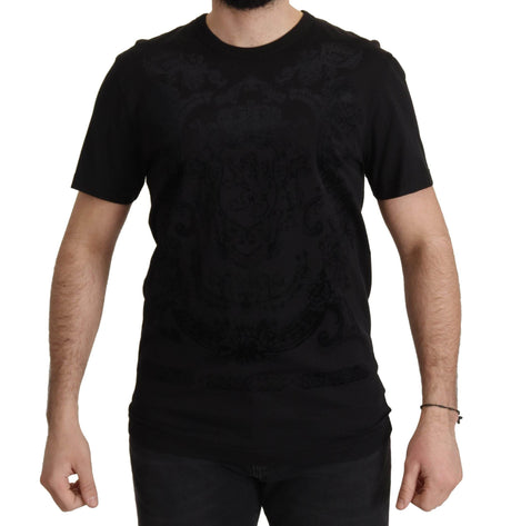 Dolce & Gabbana Black DG Baroque Cotton Crewneck T-shirt - Hilstor