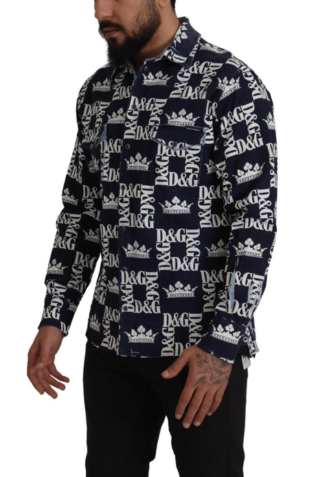 Dolce & Gabbana Elegant Slim Fit Blue Crown Shirt - Hilstor