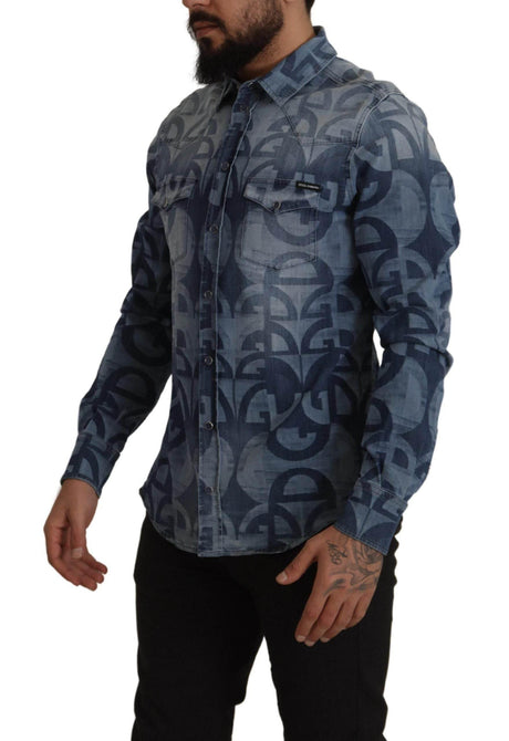 Dolce & Gabbana Elegant Slim Fit Casual Blue Men's Shirt - Hilstor