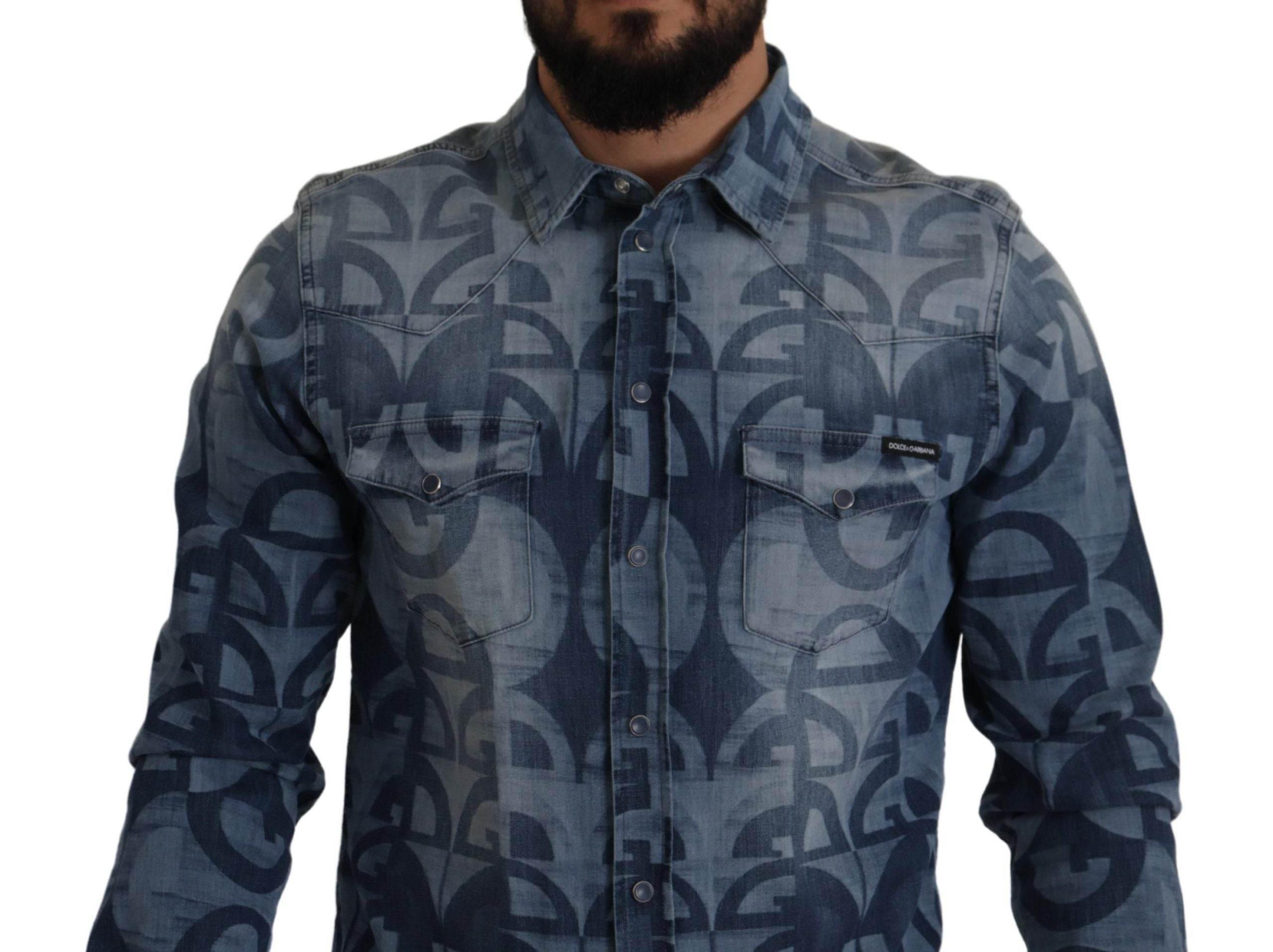 Dolce & Gabbana Elegant Slim Fit Casual Blue Men's Shirt - Hilstor