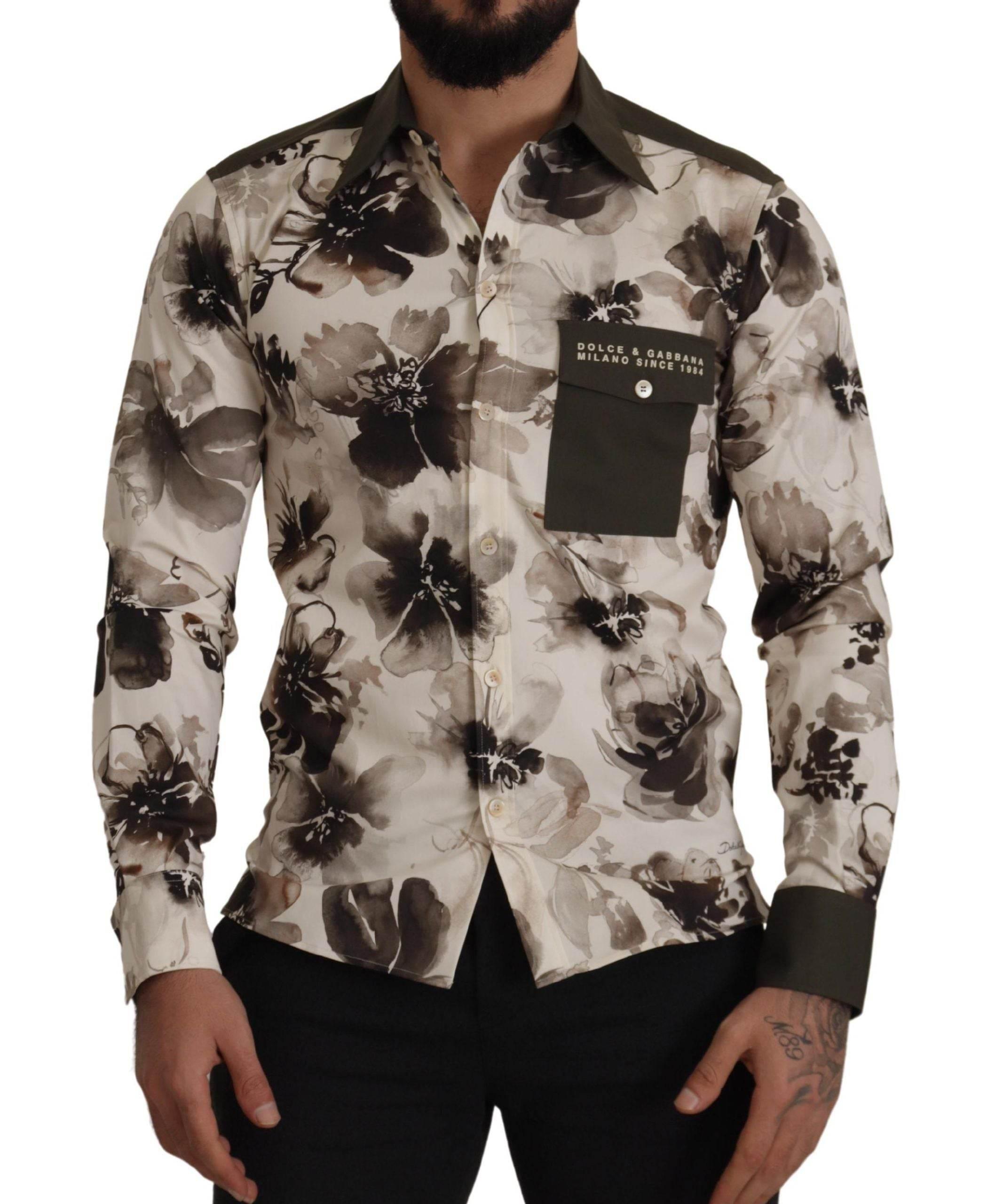 Dolce & Gabbana Floral Print Casual Cotton Shirt - Hilstor