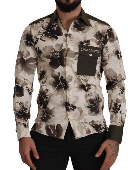 Dolce & Gabbana Floral Print Casual Cotton Shirt - Hilstor