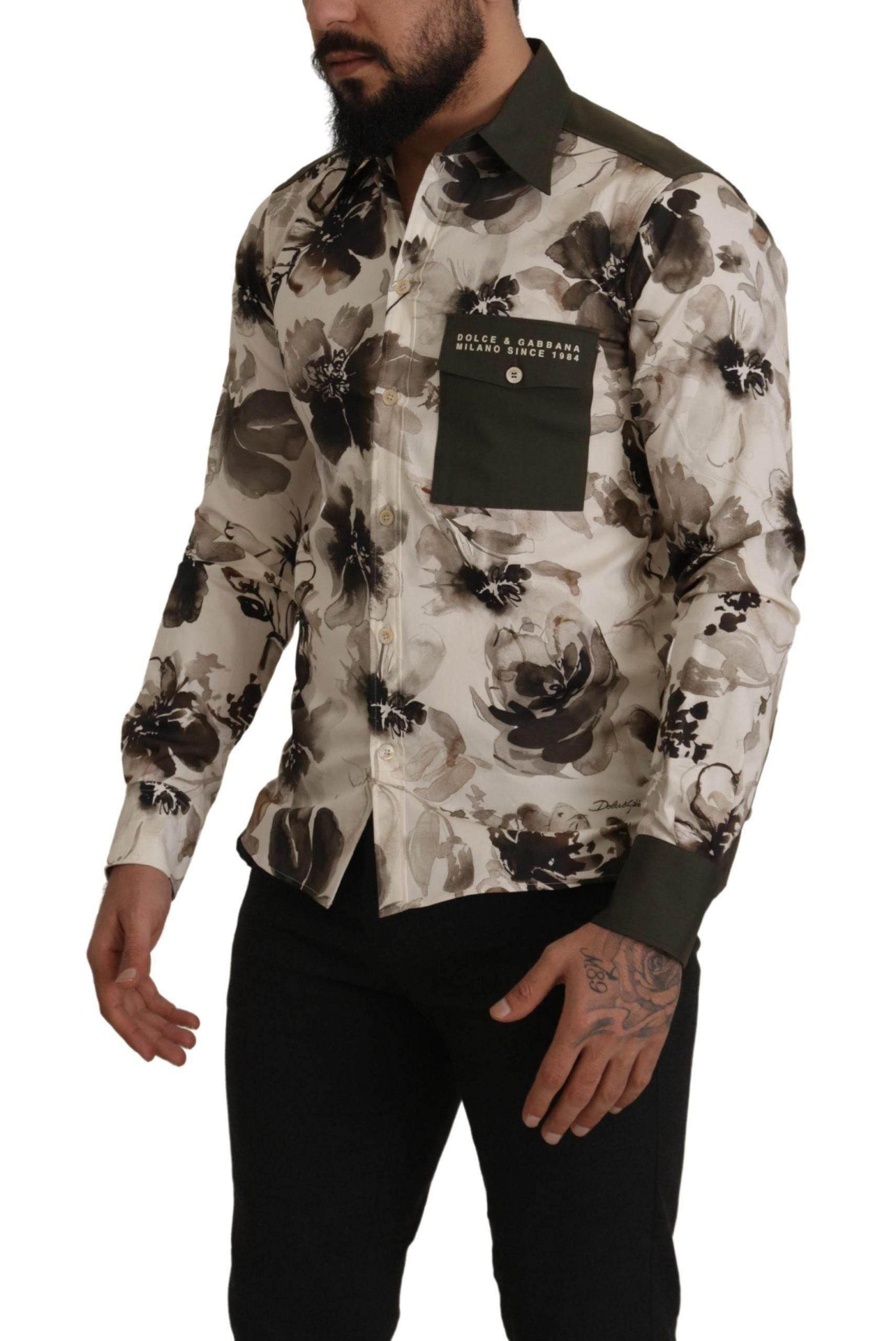 Dolce & Gabbana Floral Print Casual Cotton Shirt - Hilstor