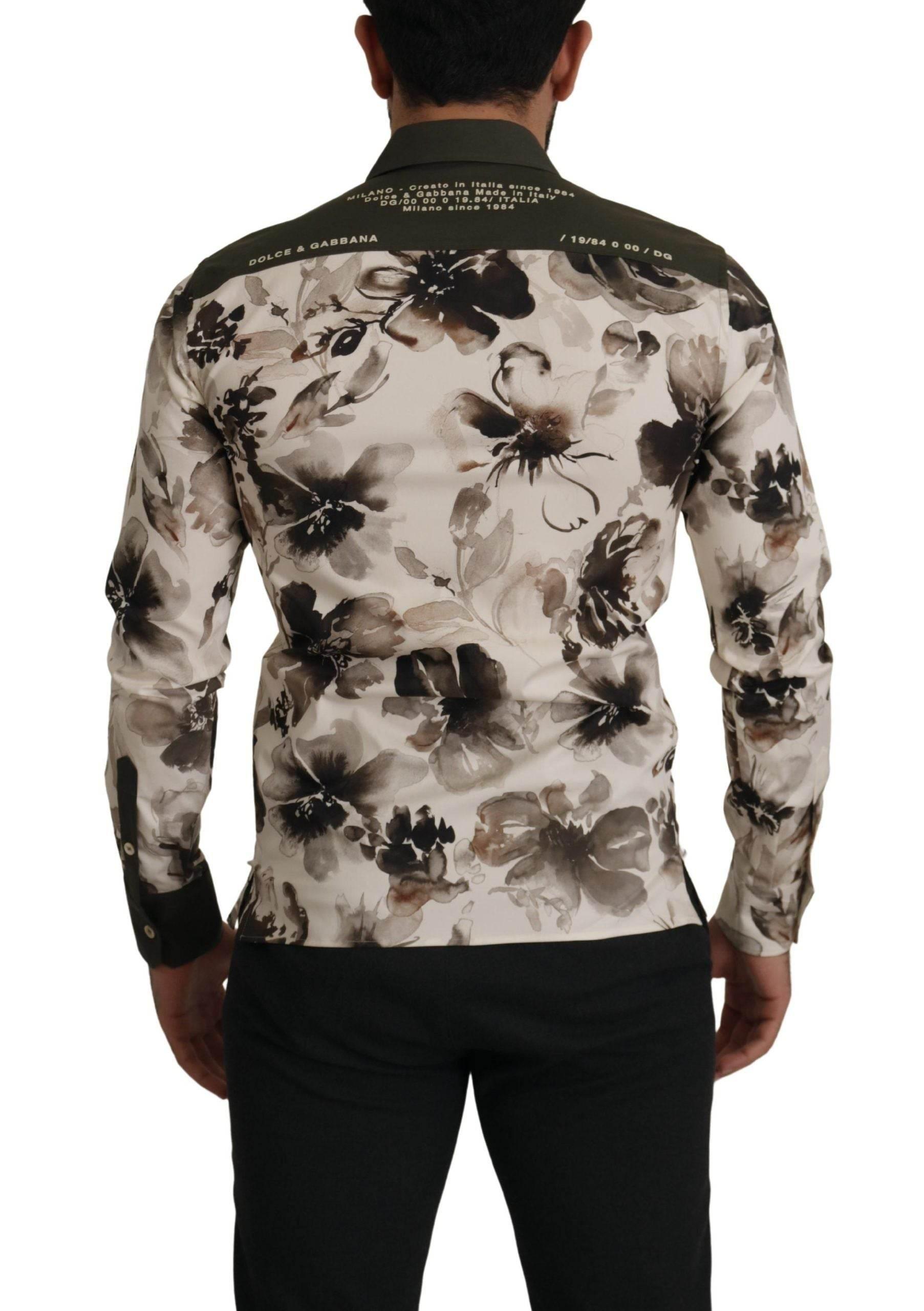 Dolce & Gabbana Floral Print Casual Cotton Shirt - Hilstor