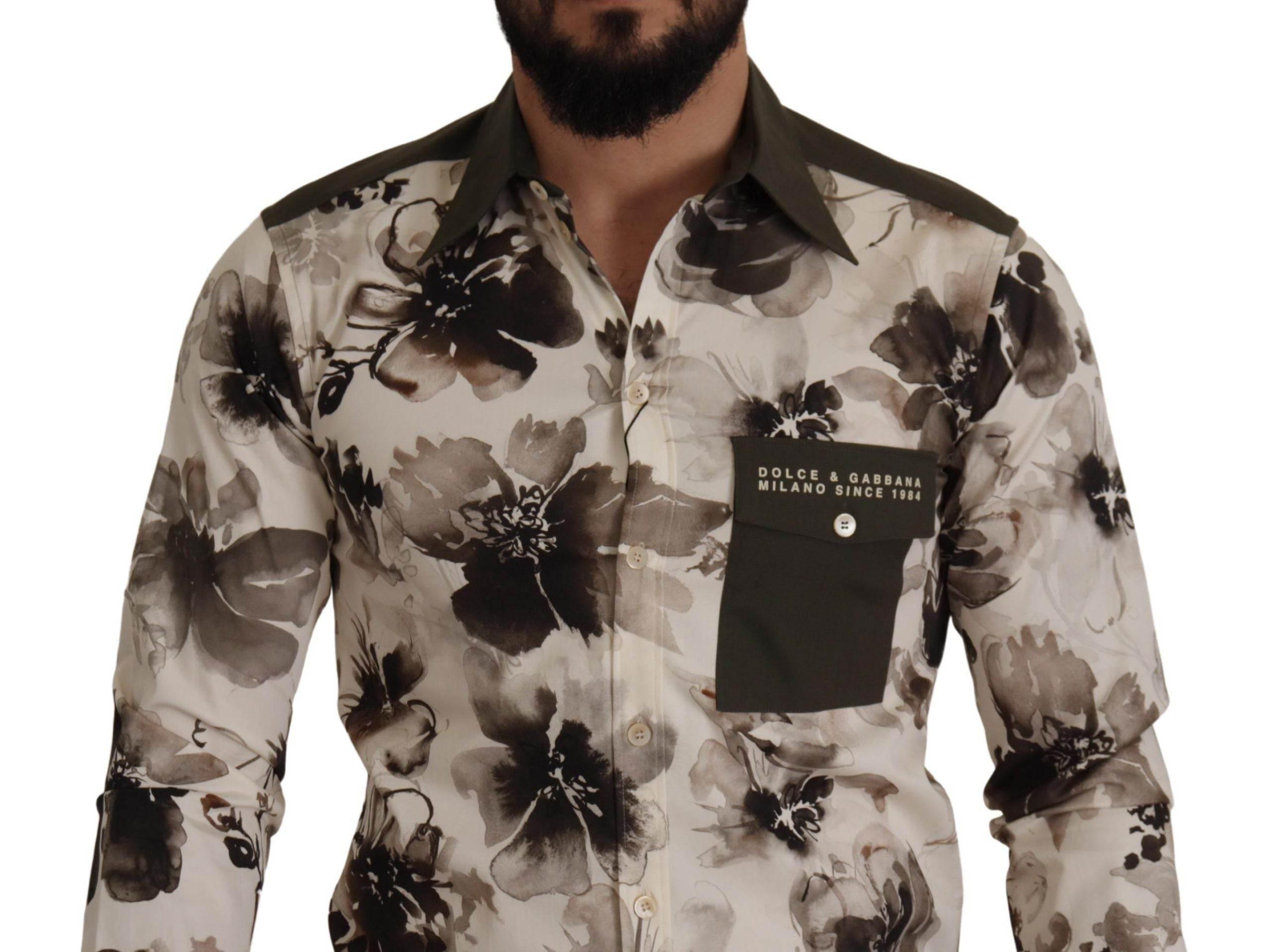 Dolce & Gabbana Floral Print Casual Cotton Shirt - Hilstor