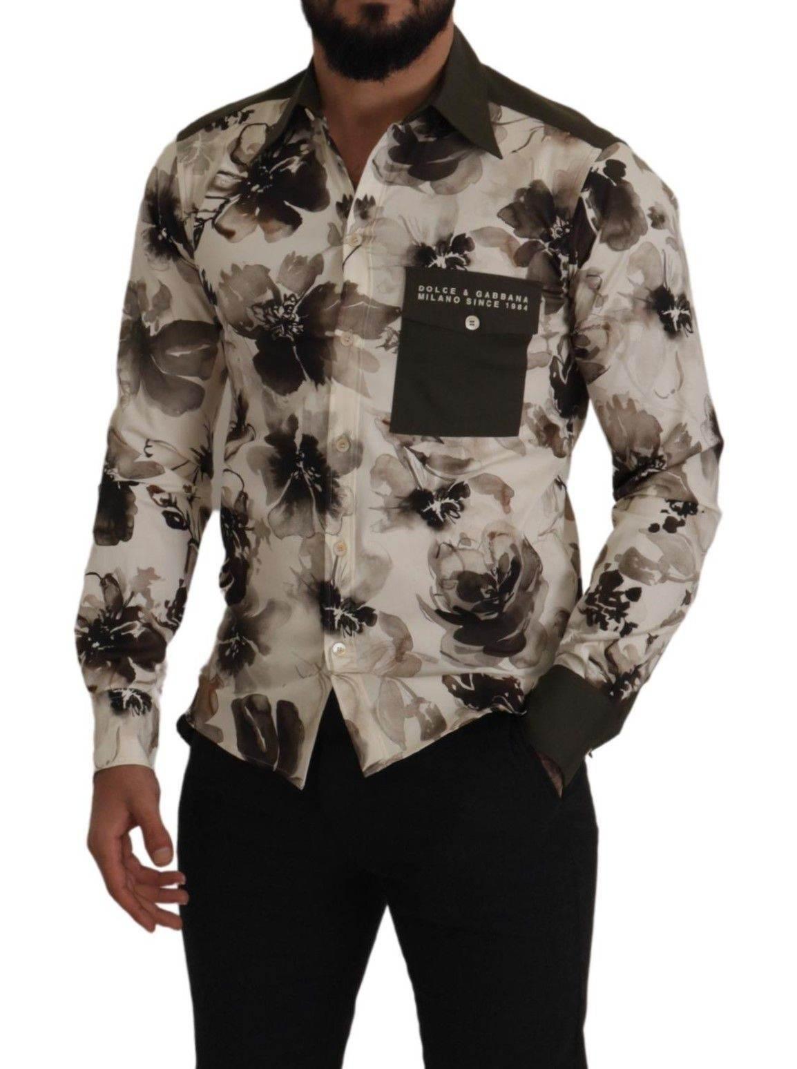 Dolce & Gabbana Floral Print Casual Cotton Shirt - Hilstor