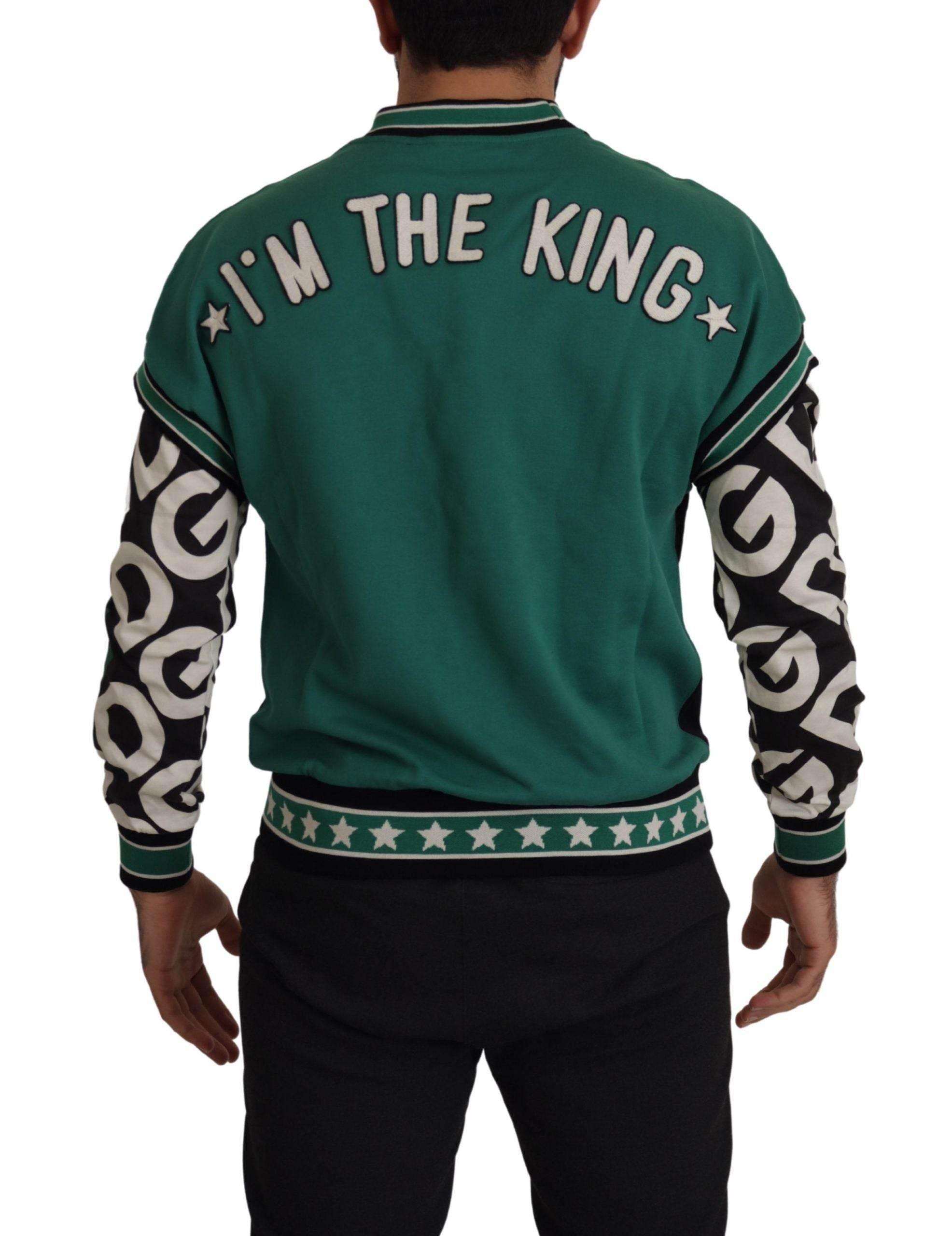Dolce & Gabbana Black Green Cotton KING Star Crewneck Pullover Sweater - Hilstor