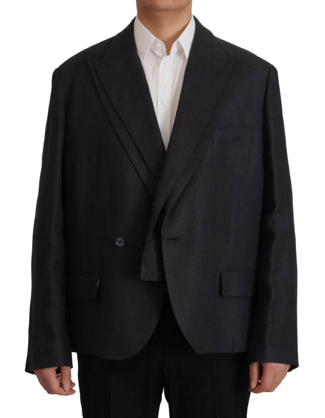 Dolce & Gabbana Blue Linen Formal Mens Blazer Jacket - Hilstor