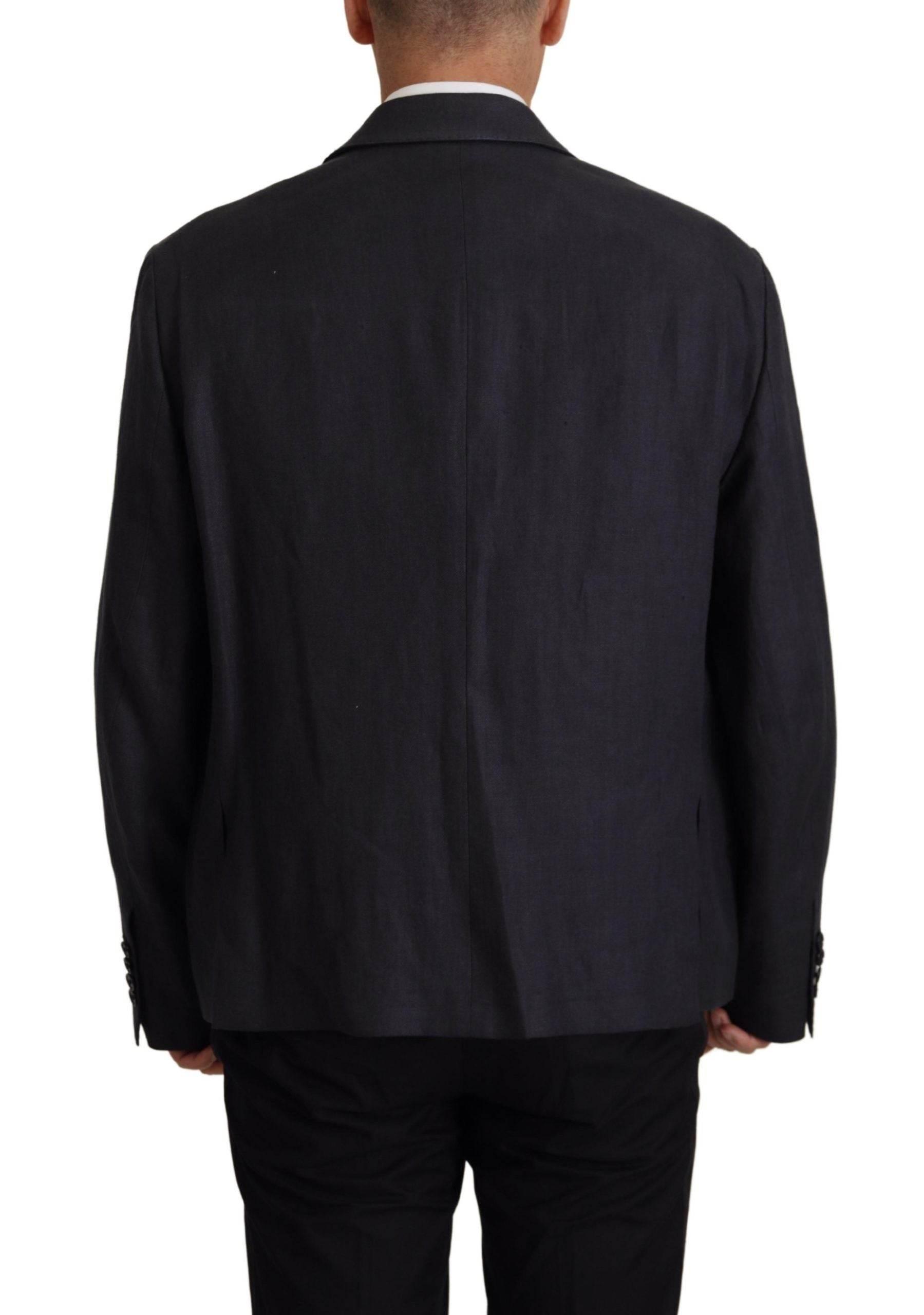 Dolce & Gabbana Blue Linen Formal Mens Blazer Jacket - Hilstor