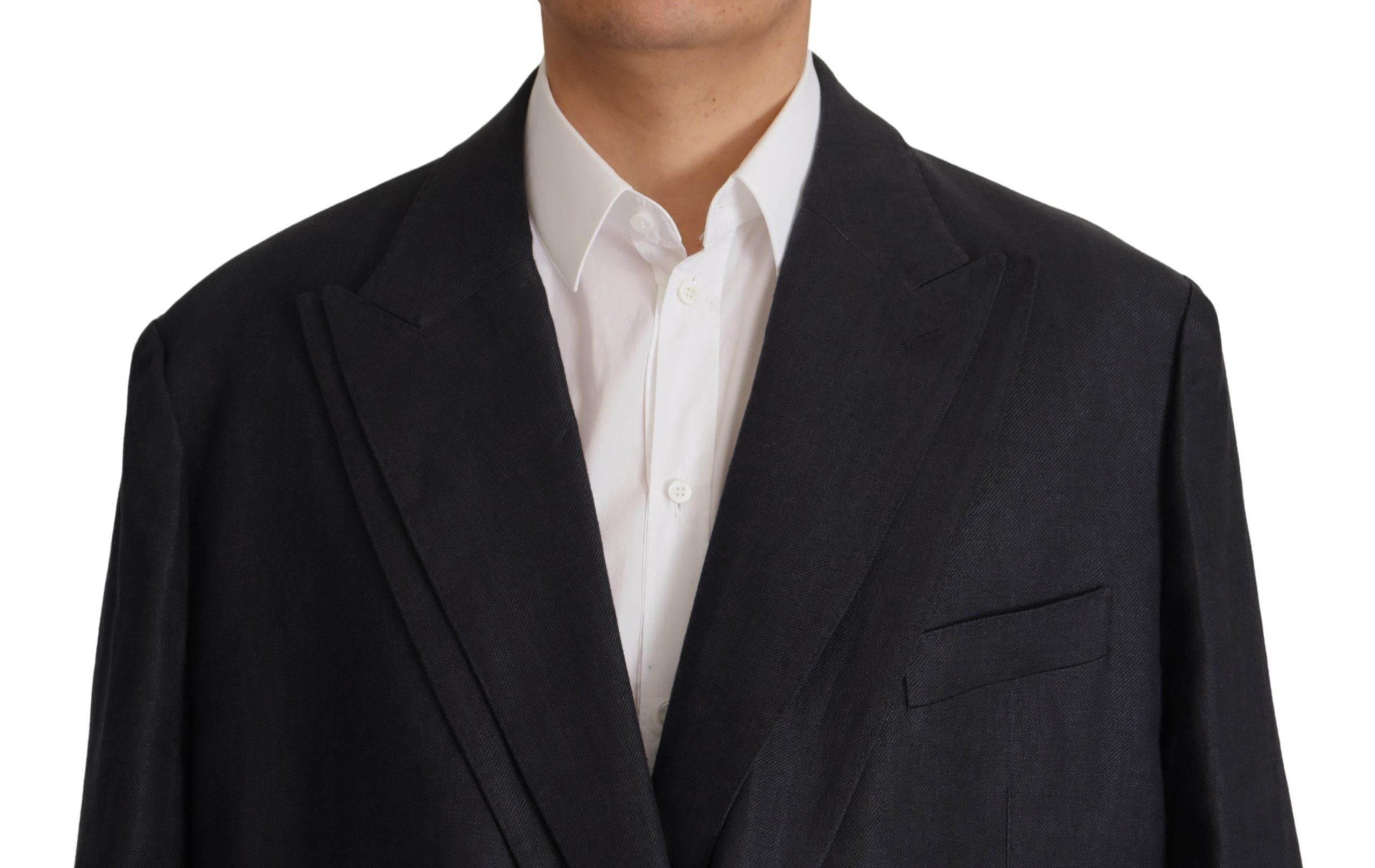 Dolce & Gabbana Blue Linen Formal Mens Blazer Jacket - Hilstor
