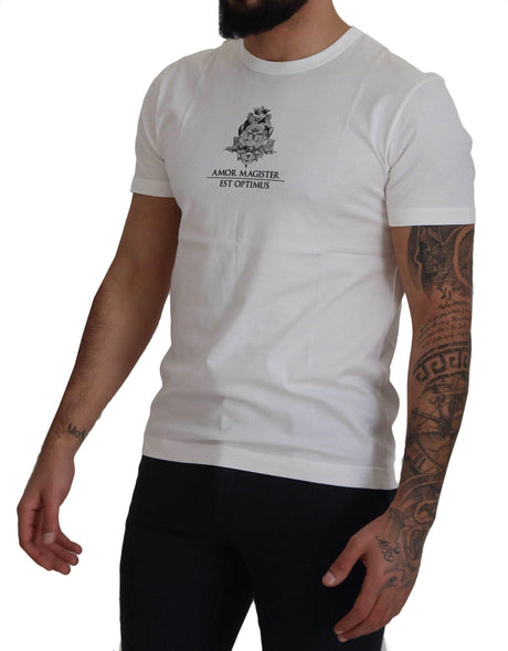 Dolce & Gabbana White Logo Cotton Amor Magister T-shirt - Hilstor