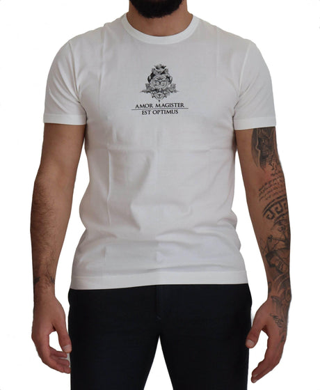 Dolce & Gabbana White Logo Cotton Amor Magister T-shirt - Hilstor