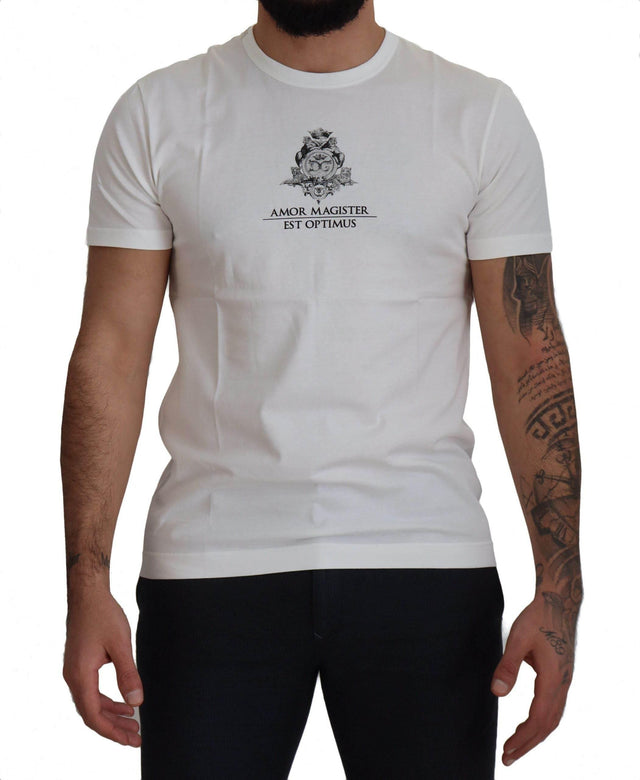 Dolce & Gabbana White Logo Cotton Amor Magister T-shirt - Hilstor