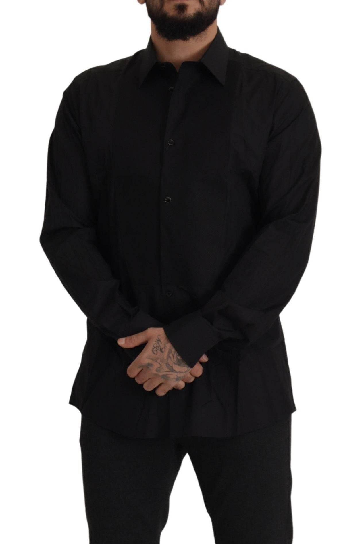 Dolce & Gabbana Black GOLD Slim Fit Tuxedo Dress Shirt - Hilstor