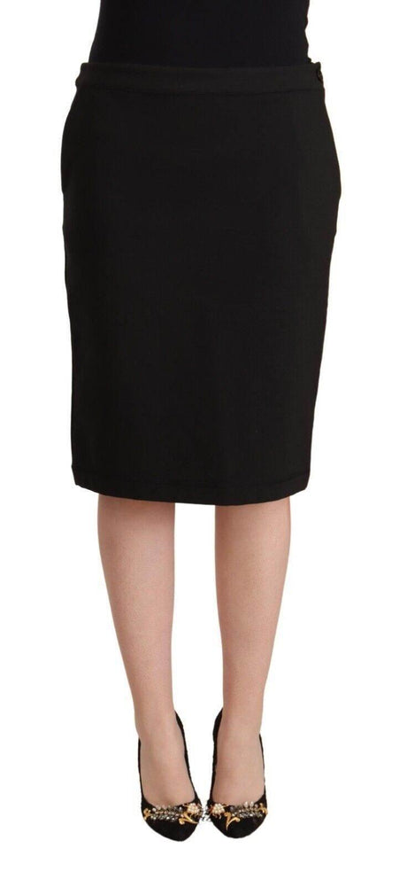 GF Ferre Chic Black Pencil Skirt Knee Length - Hilstor