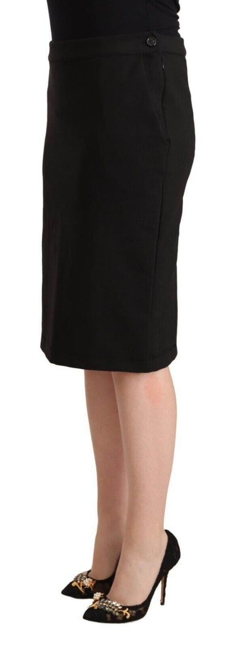 GF Ferre Chic Black Pencil Skirt Knee Length - Hilstor