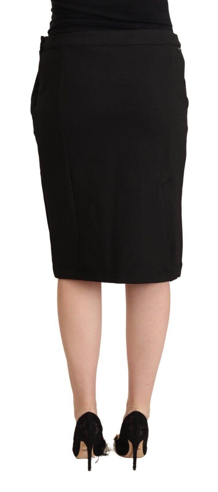 GF Ferre Chic Black Pencil Skirt Knee Length - Hilstor