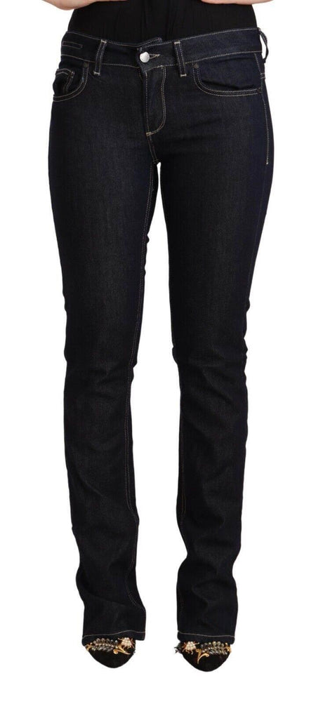 GF Ferre Black Cotton Stretch Low Waist Skinny Denim Jeans - Hilstor