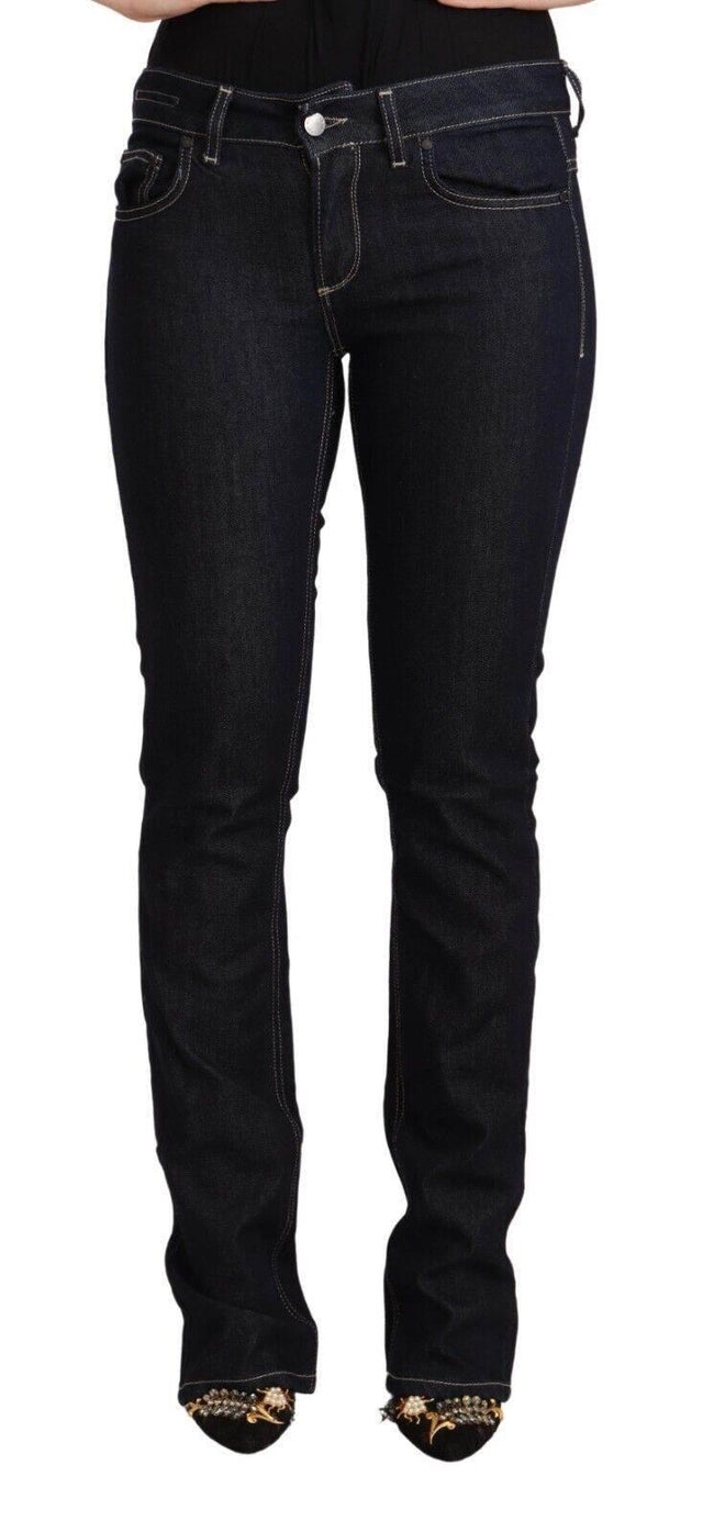 GF Ferre Black Cotton Stretch Low Waist Skinny Denim Jeans - Hilstor