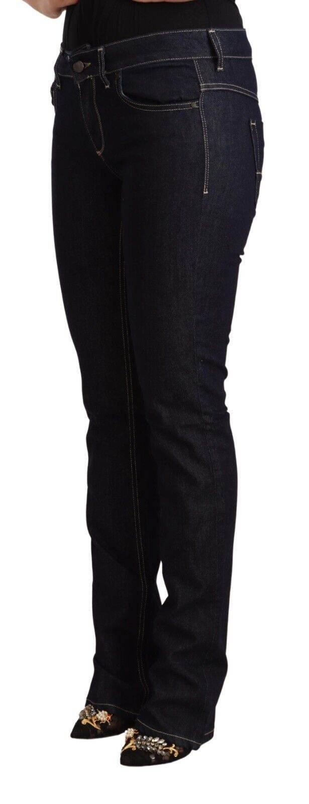GF Ferre Black Cotton Stretch Low Waist Skinny Denim Jeans - Hilstor