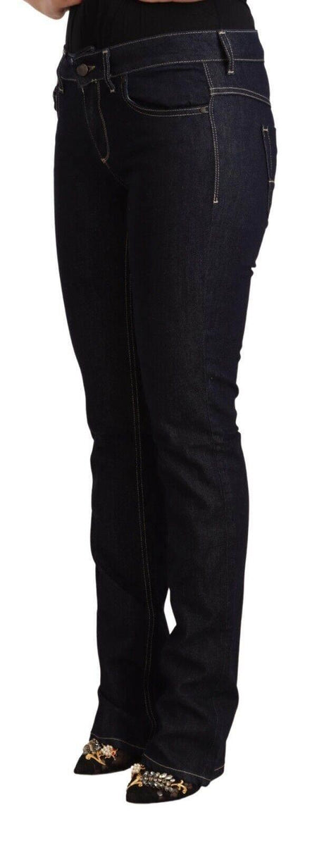 GF Ferre Black Cotton Stretch Low Waist Skinny Denim Jeans - Hilstor