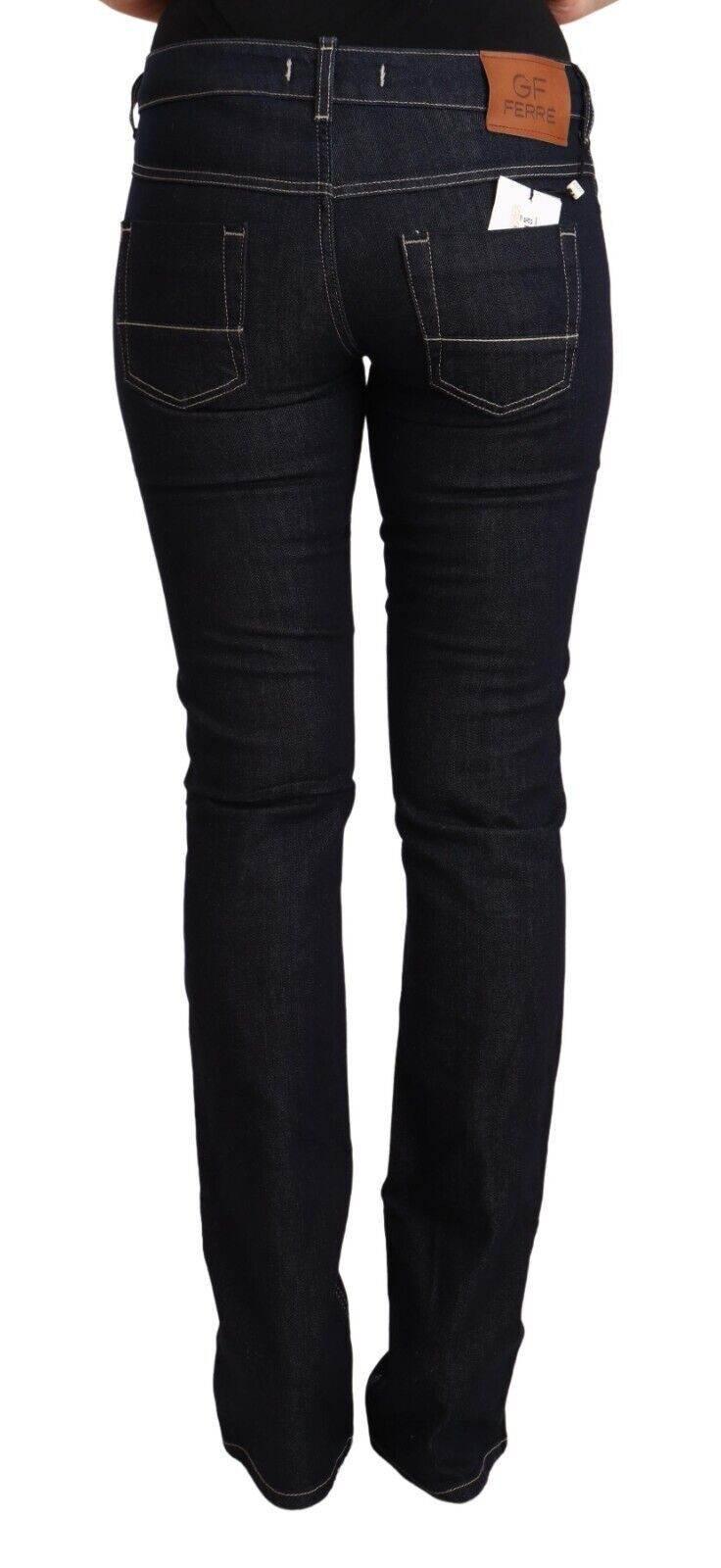 GF Ferre Black Cotton Stretch Low Waist Skinny Denim Jeans - Hilstor