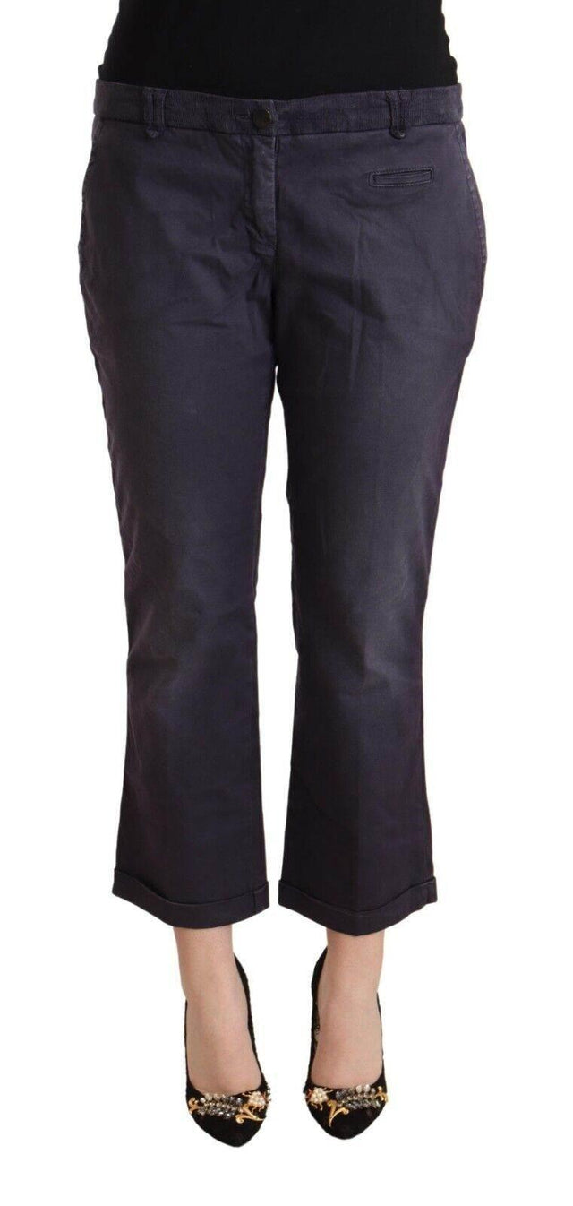 Jucca Black Low Waist Folded Hem Flared Cropped Pants - Hilstor