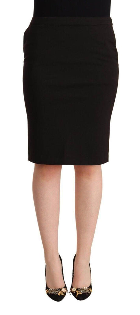 GF Ferre Sleek Black Pencil Skirt Knee Length - Hilstor