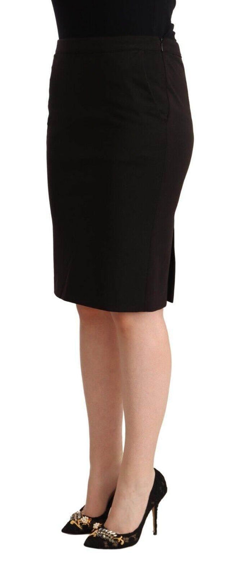 GF Ferre Sleek Black Pencil Skirt Knee Length - Hilstor