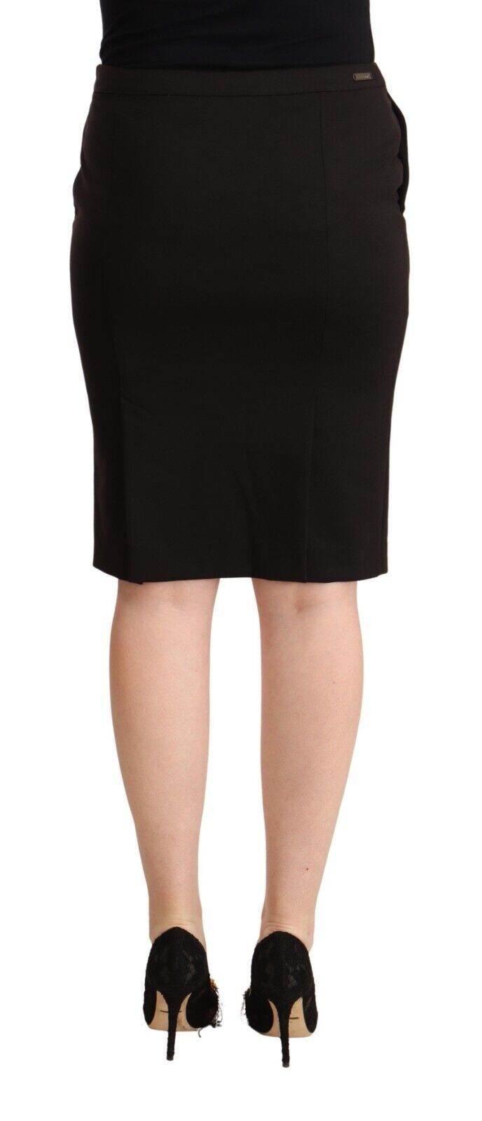 GF Ferre Sleek Black Pencil Skirt Knee Length - Hilstor