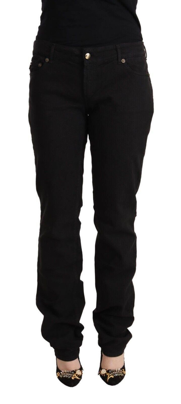 Just Cavalli Black Mid Waist Denim Cotton Skinny Jeans - Hilstor