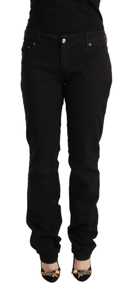 Just Cavalli Black Mid Waist Denim Cotton Skinny Jeans - Hilstor