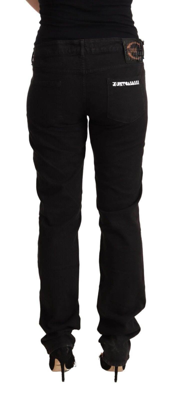 Just Cavalli Black Mid Waist Denim Cotton Skinny Jeans - Hilstor
