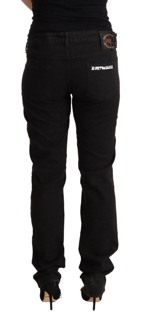 Just Cavalli Black Mid Waist Denim Cotton Skinny Jeans - Hilstor
