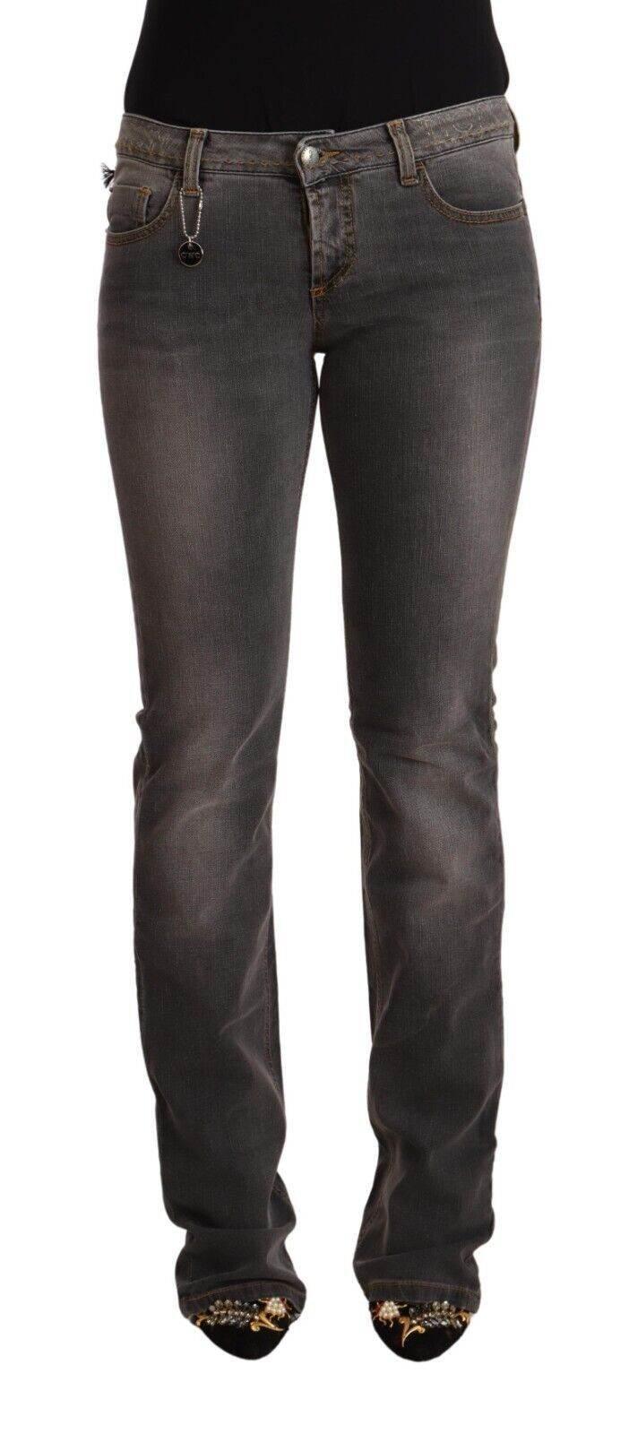 Costume National Gray Washed Low Waist Straight Denim Jeans - Hilstor