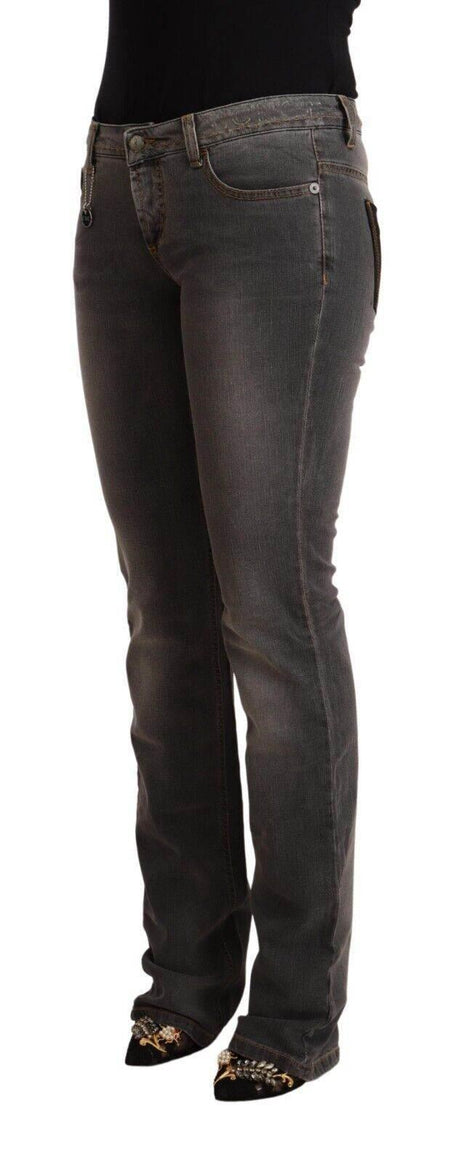 Costume National Gray Washed Low Waist Straight Denim Jeans - Hilstor