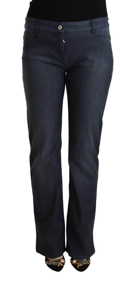 MARGHI LO' Dark Blue Cotton Straight Denim Jeans - Hilstor