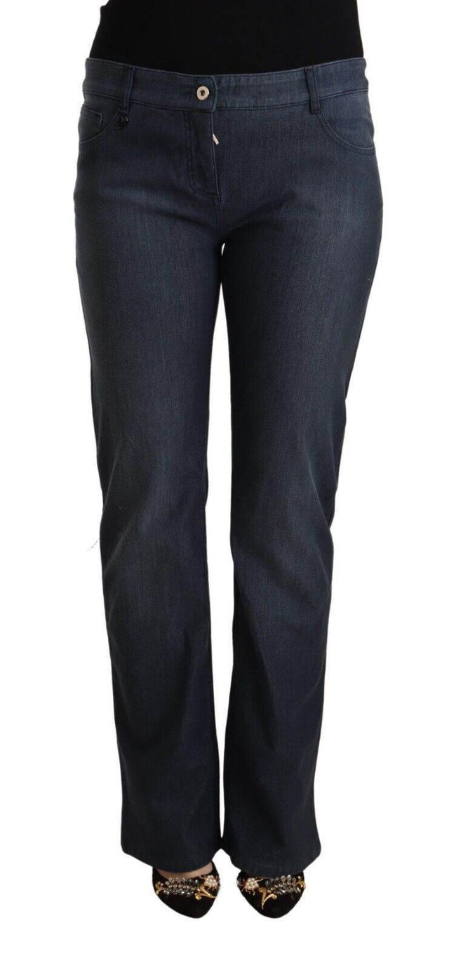 MARGHI LO' Dark Blue Cotton Straight Denim Jeans - Hilstor