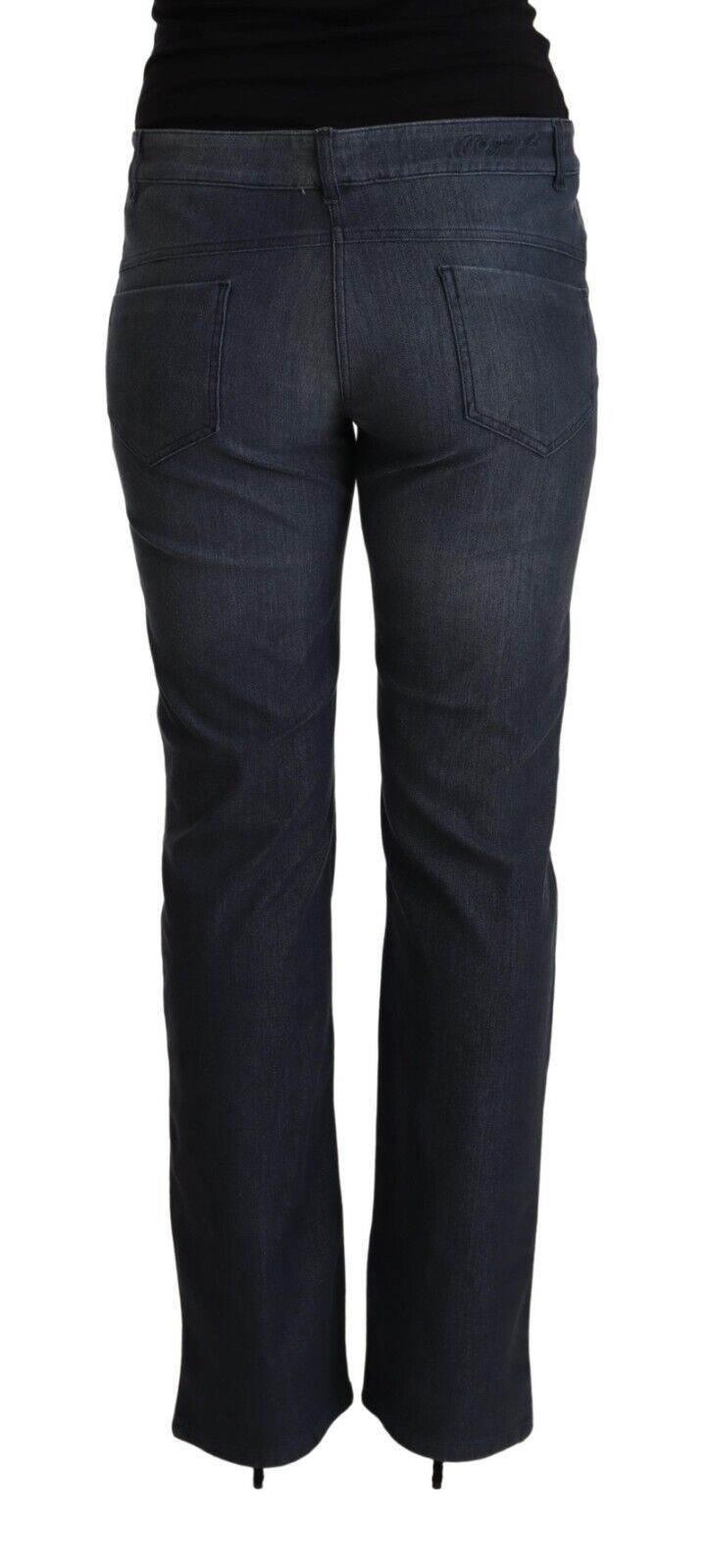 MARGHI LO' Dark Blue Cotton Straight Denim Jeans - Hilstor