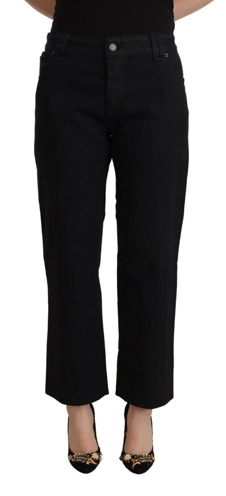 John Galliano Black Cotton Flared Cropped High Waist Denim Jeans - Hilstor